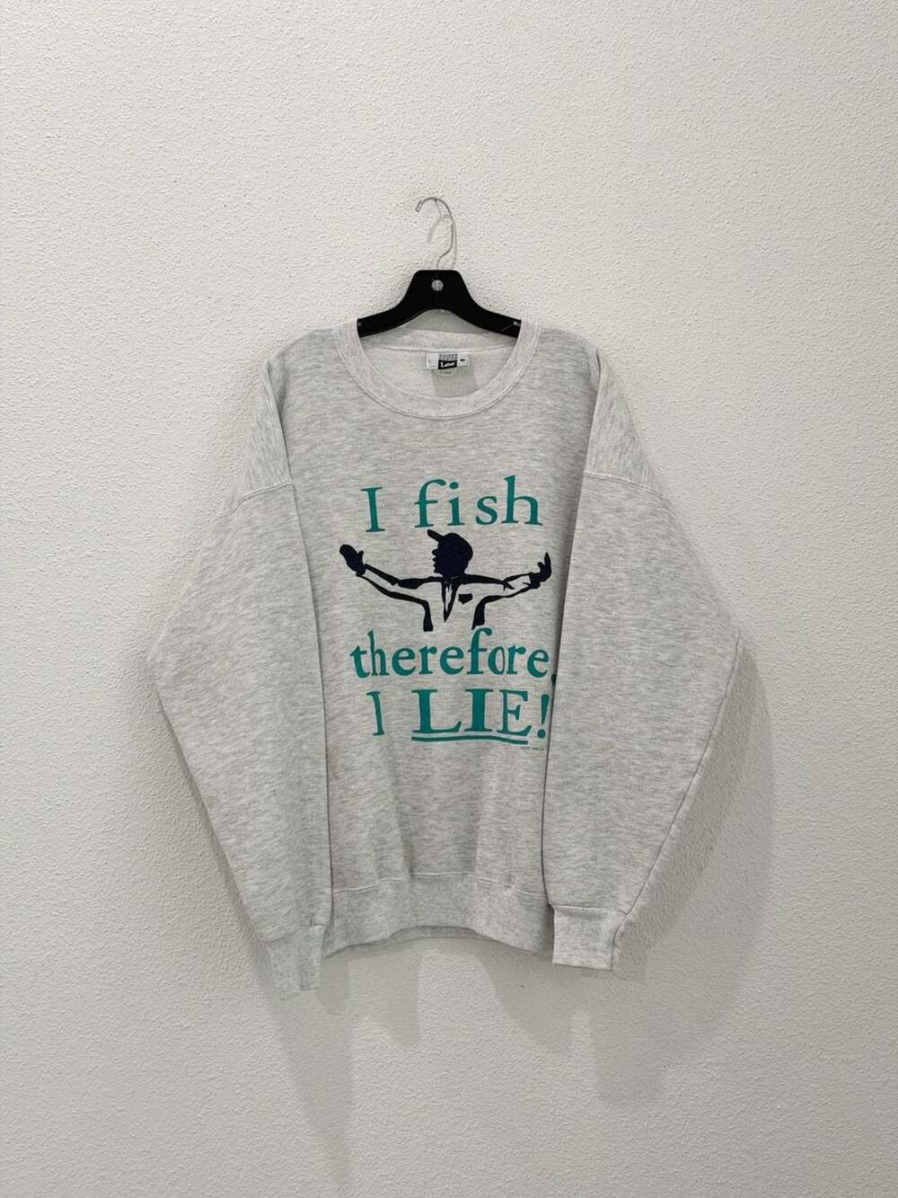 Vintage 90s Lee I Fish Therefore I Lie Graphic Humor Crewneck Sweatshirt XL